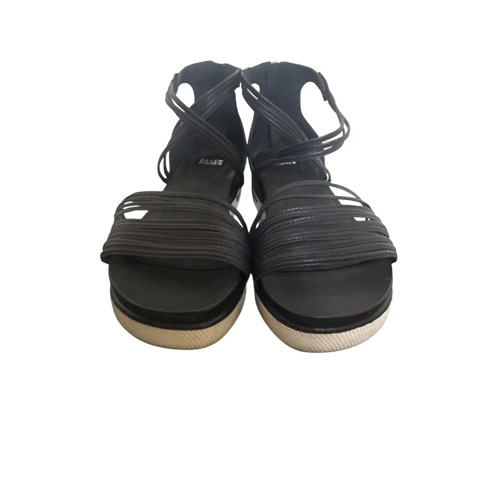 Eileen Fisher Shea Black Sandals Criss Cross Pattern Strappy‎